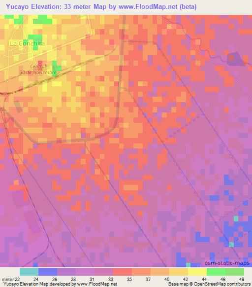 Yucayo,Cuba Elevation Map