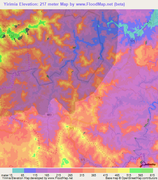 Yirimia,Cuba Elevation Map