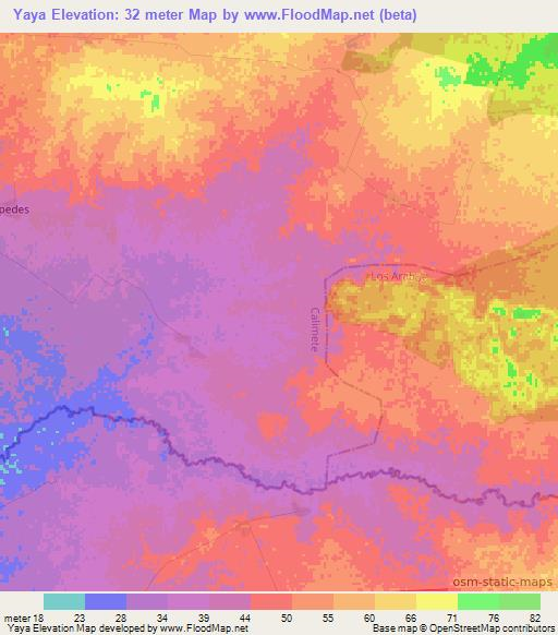 Yaya,Cuba Elevation Map