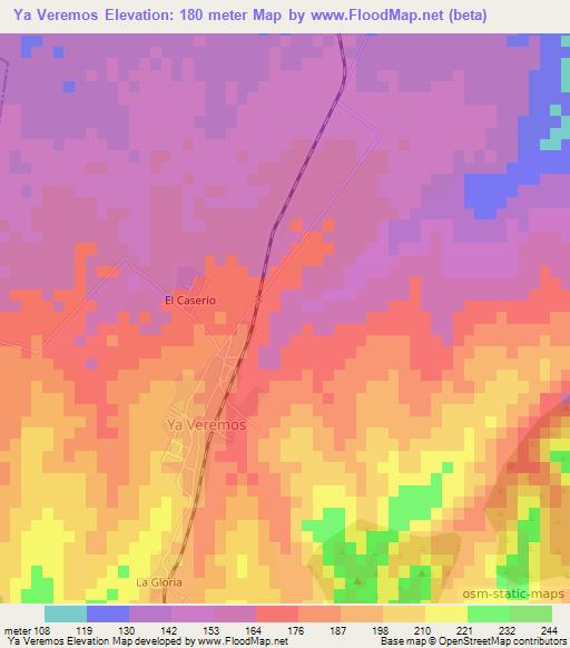 Ya Veremos,Cuba Elevation Map