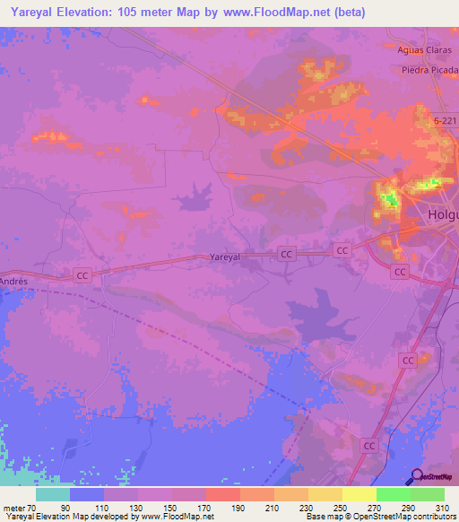Yareyal,Cuba Elevation Map