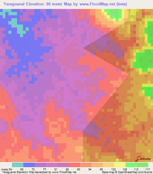 Yaraguanal,Cuba Elevation Map