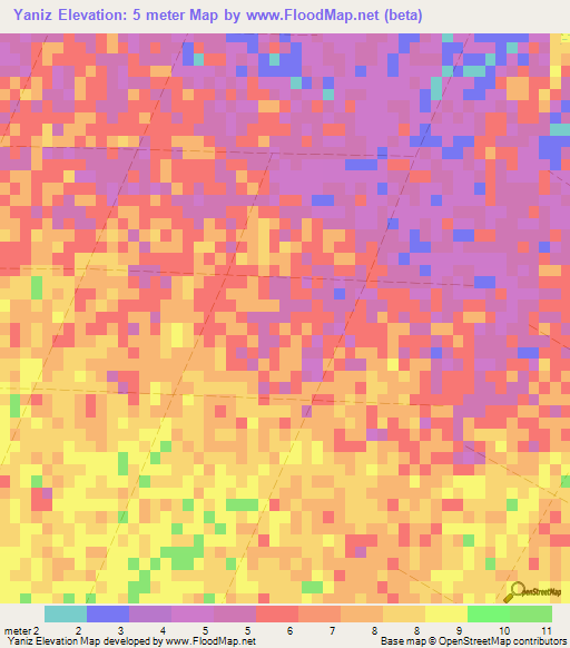 Yaniz,Cuba Elevation Map