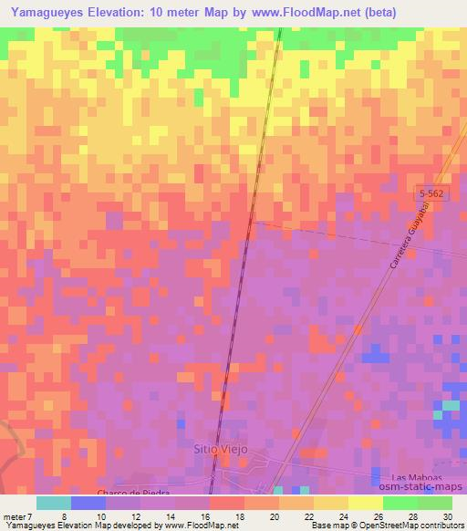 Yamagueyes,Cuba Elevation Map