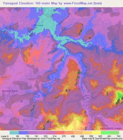 Yamagual,Cuba Elevation Map