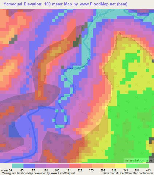Yamagual,Cuba Elevation Map