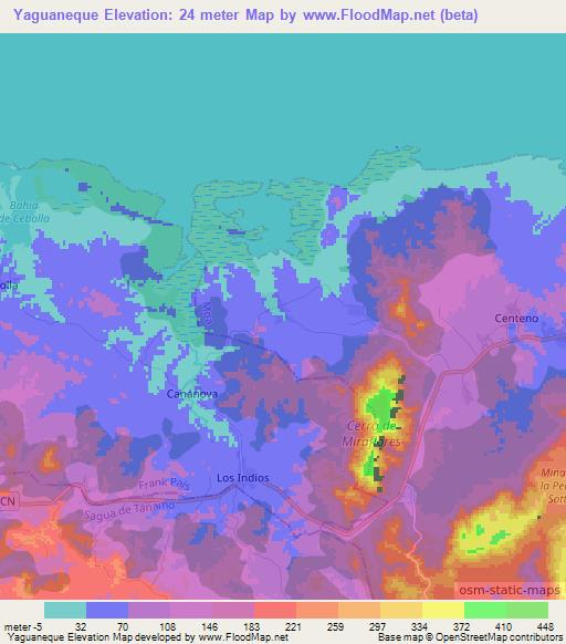 Yaguaneque,Cuba Elevation Map