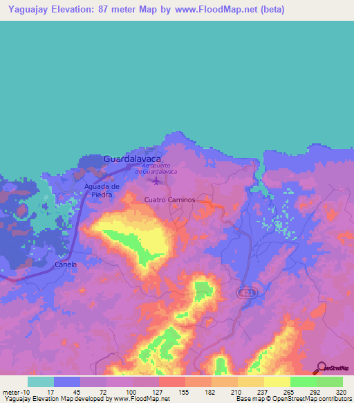 Yaguajay,Cuba Elevation Map