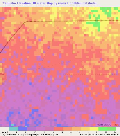 Yaguabo,Cuba Elevation Map