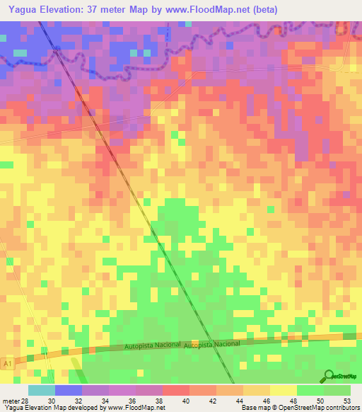 Yagua,Cuba Elevation Map