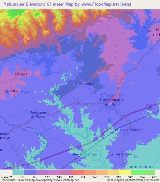 Yabunales,Cuba Elevation Map