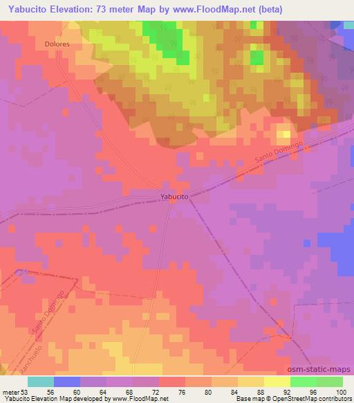 Yabucito,Cuba Elevation Map