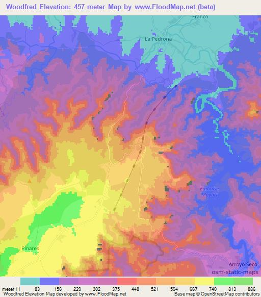 Woodfred,Cuba Elevation Map