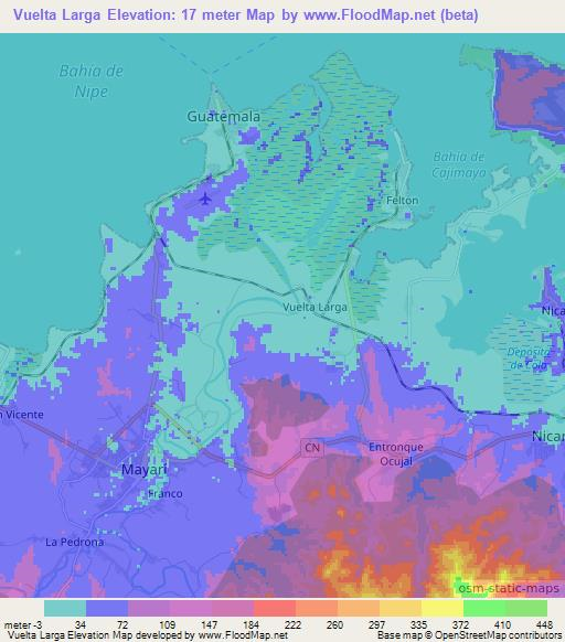Vuelta Larga,Cuba Elevation Map