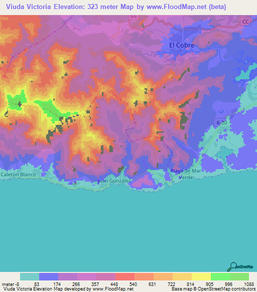 Viuda Victoria,Cuba Elevation Map