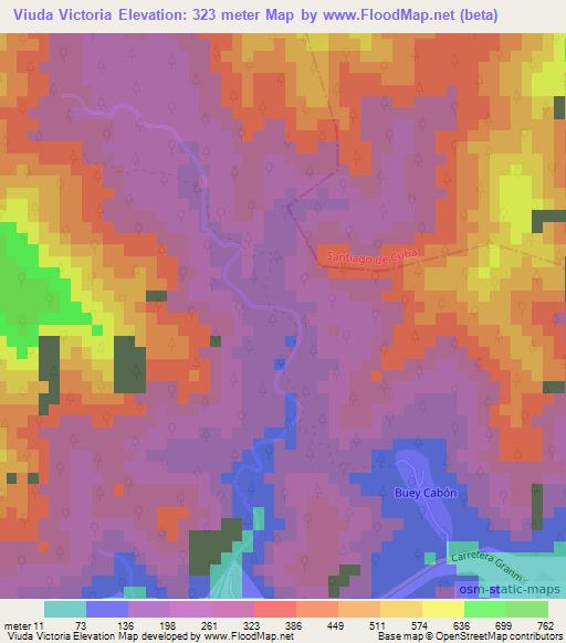 Viuda Victoria,Cuba Elevation Map