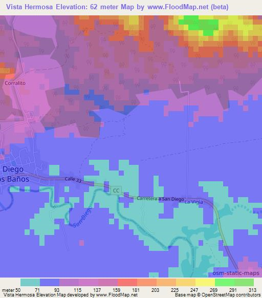Vista Hermosa,Cuba Elevation Map