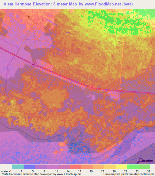 Vista Hermosa,Cuba Elevation Map