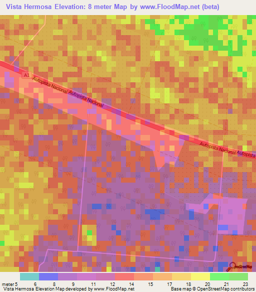 Vista Hermosa,Cuba Elevation Map