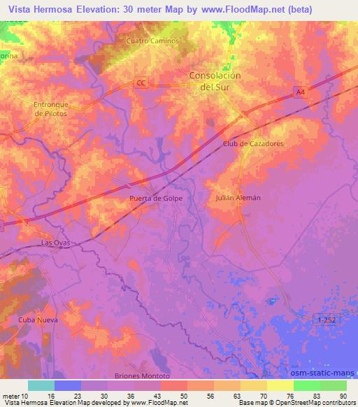 Vista Hermosa,Cuba Elevation Map