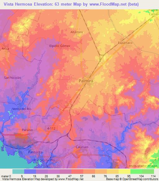 Vista Hermosa,Cuba Elevation Map