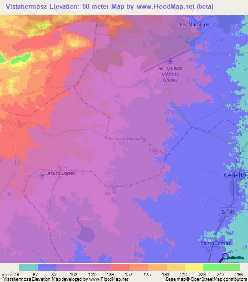 Vistahermosa,Cuba Elevation Map