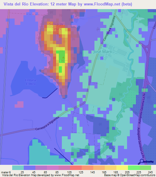 Vista del Rio,Cuba Elevation Map