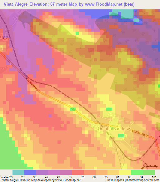 Vista Alegre,Cuba Elevation Map