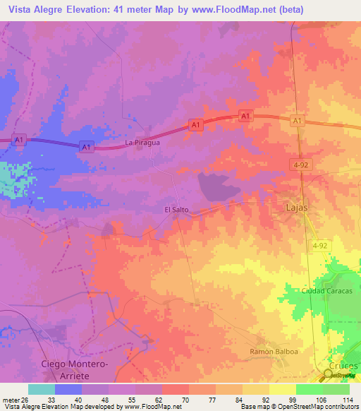 Vista Alegre,Cuba Elevation Map