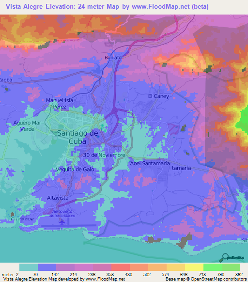 Vista Alegre,Cuba Elevation Map