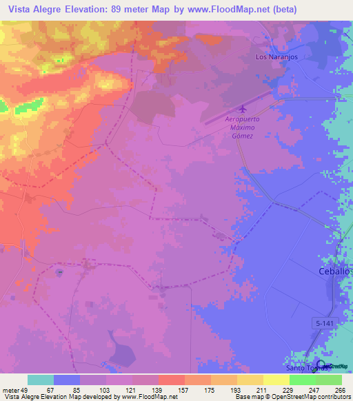 Vista Alegre,Cuba Elevation Map