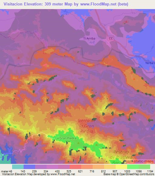 Visitacion,Cuba Elevation Map