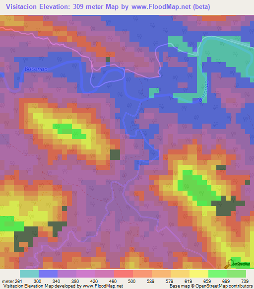 Visitacion,Cuba Elevation Map