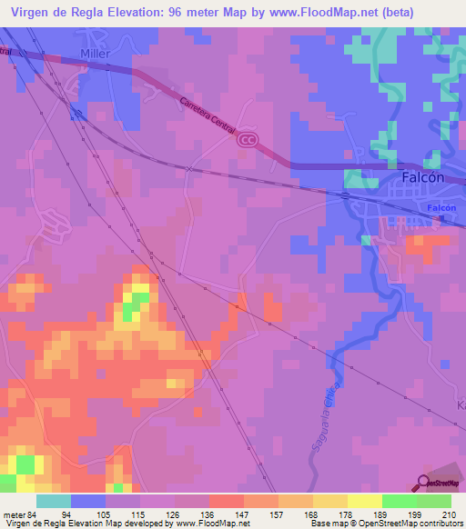 Virgen de Regla,Cuba Elevation Map