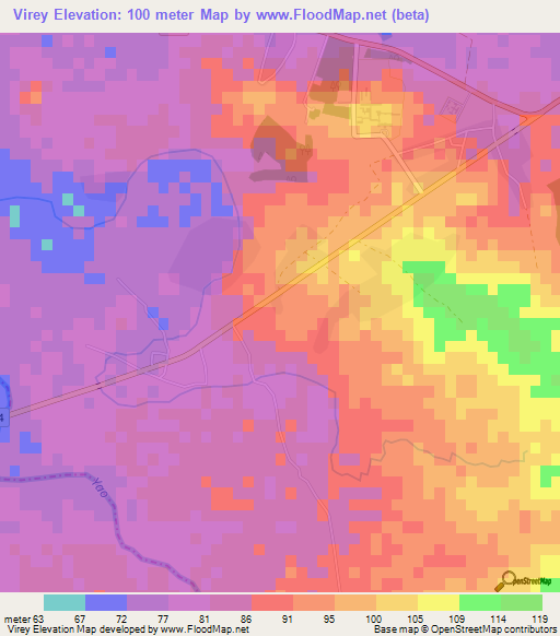 Virey,Cuba Elevation Map