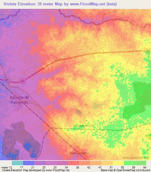 Violeta,Cuba Elevation Map