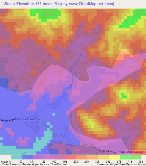 Vinent,Cuba Elevation Map