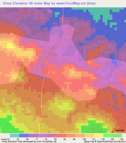 Vinas,Cuba Elevation Map