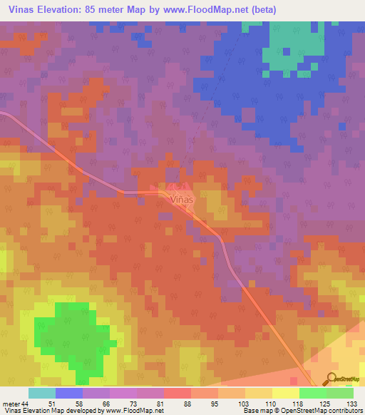Vinas,Cuba Elevation Map