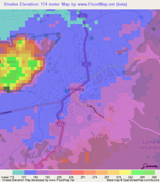 Vinales,Cuba Elevation Map