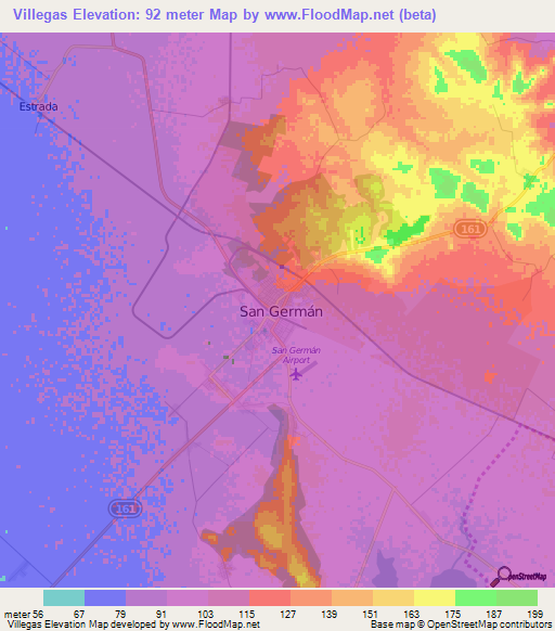 Villegas,Cuba Elevation Map
