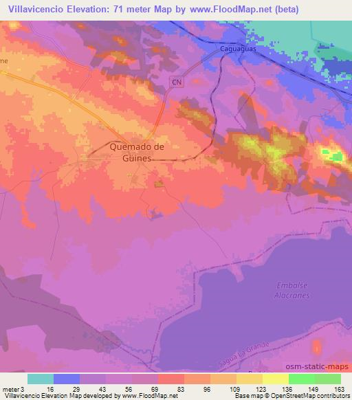 Villavicencio,Cuba Elevation Map