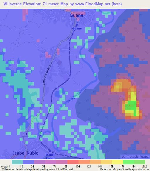 Villaverde,Cuba Elevation Map