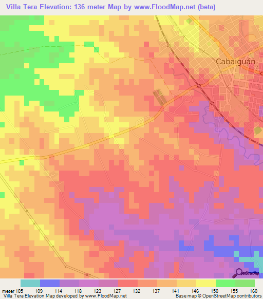 Villa Tera,Cuba Elevation Map