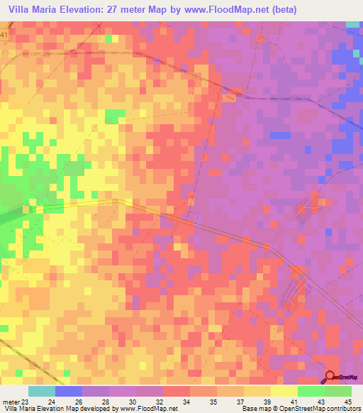 Villa Maria,Cuba Elevation Map