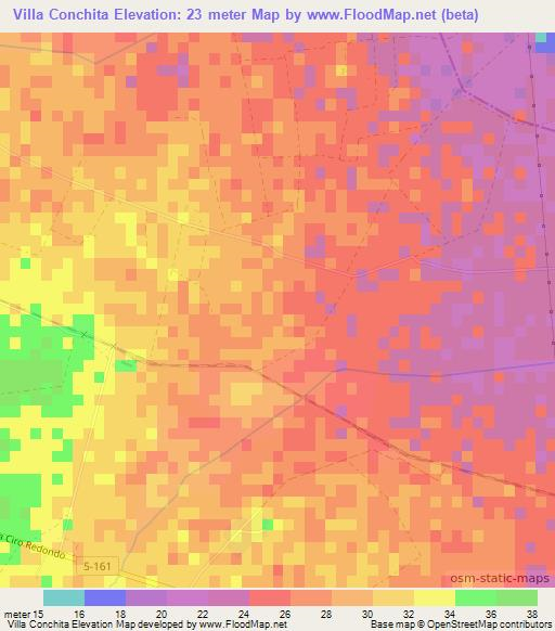 Villa Conchita,Cuba Elevation Map