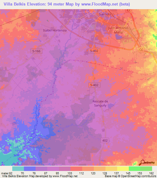 Villa Belkis,Cuba Elevation Map