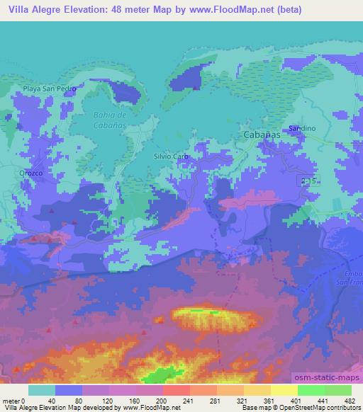 Villa Alegre,Cuba Elevation Map
