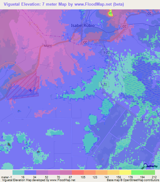 Viguetal,Cuba Elevation Map