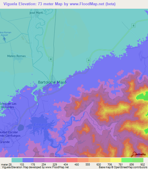 Viguela,Cuba Elevation Map
